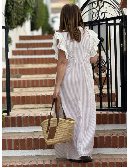 🌟 Peto de Lino Navy en camel y Blanco: Estilo y Comodidad en Uno