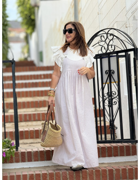 🌟 Peto de Lino Navy en camel y Blanco: Estilo y Comodidad en Uno