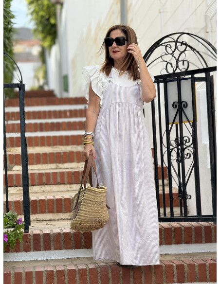 🌟 Peto de Lino Navy en camel y Blanco: Estilo y Comodidad en Uno