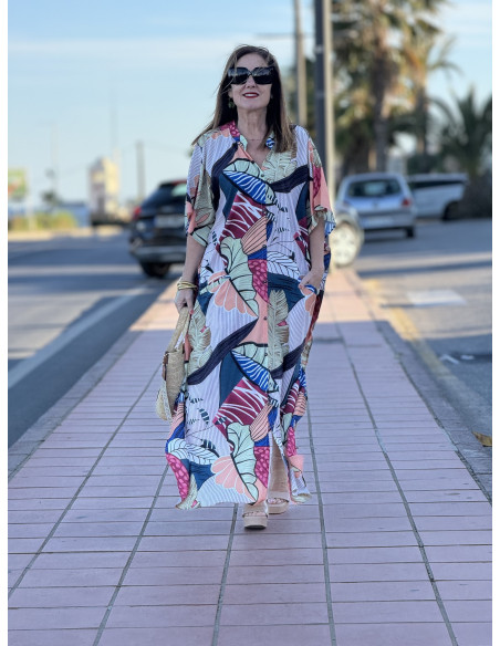 Vestido Camisero Estampado con Hojas 🌿