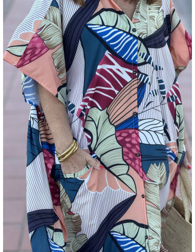 Vestido Camisero Estampado con Hojas 🌿