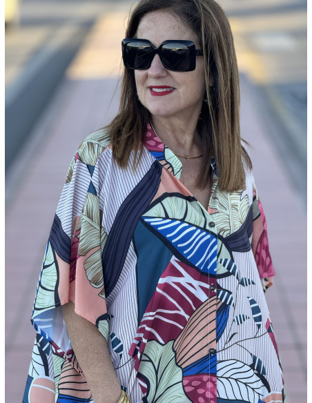 Vestido Camisero Estampado con Hojas 🌿