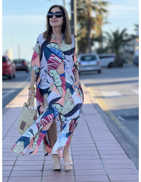 Vestido Camisero Estampado con Hojas 🌿