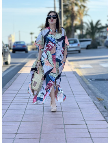Vestido Camisero Estampado con Hojas 🌿