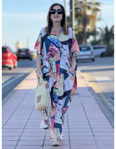 Vestido Camisero Estampado con Hojas 🌿