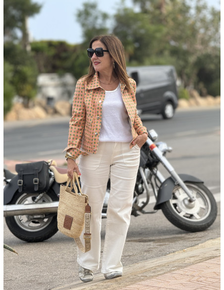 Chaqueta de Antelina Estampado Retro en Colores Vibrantes 🌈