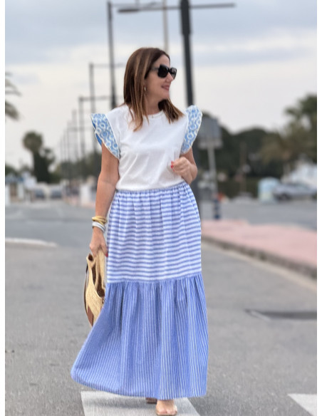Camiseta Blanca con Manga de Volantes