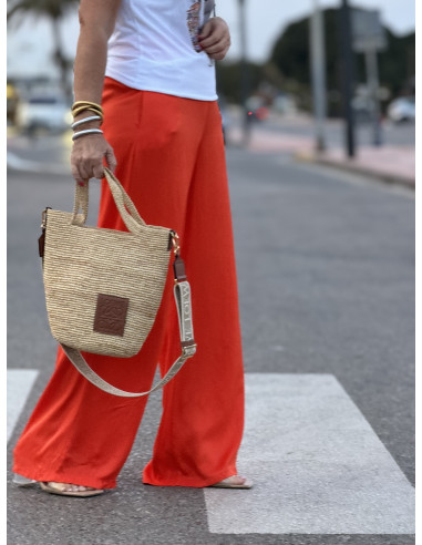 👖✨ Pantalón Satén naranja, Pata Recta 🌿