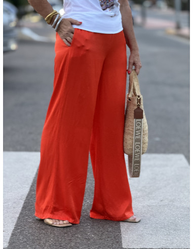 👖✨ Pantalón Satén naranja, Pata Recta 🌿