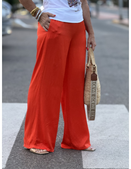 👖✨ Pantalón Satén naranja, Pata Recta 🌿