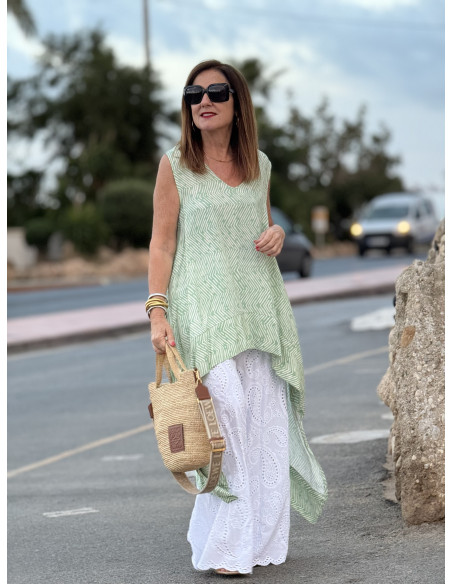 🌸 Blusón Asimétrico Estampado Print Cebra verde