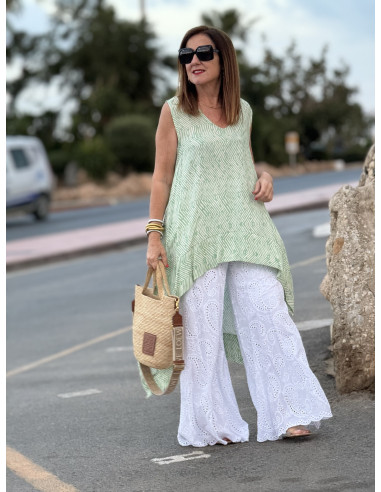 🌸 Blusón Asimétrico Estampado Print Cebra verde