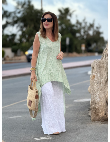 🌸 Blusón Asimétrico Estampado Print Cebra verde