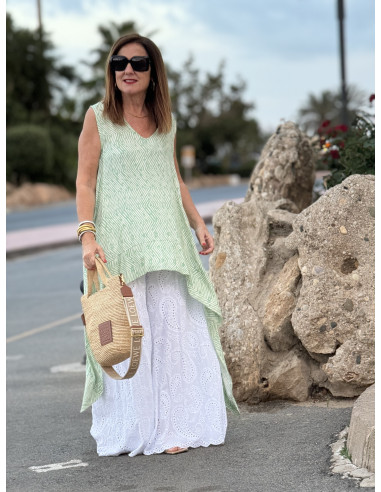 🌸 Blusón Asimétrico Estampado Print Cebra verde