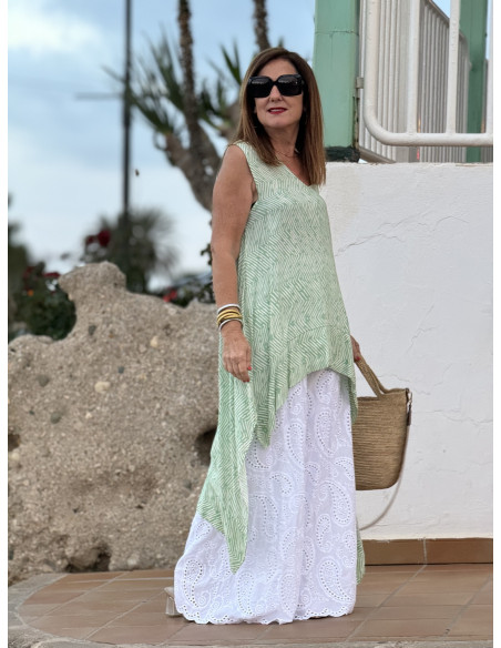 🌸 Blusón Asimétrico Estampado Print Cebra verde