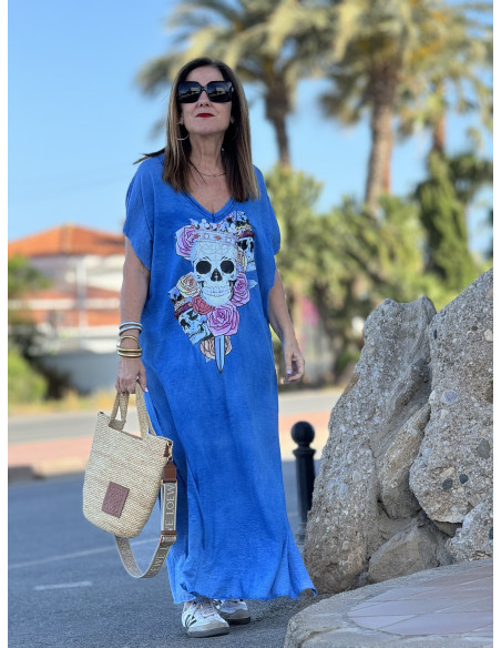 Vestido Azul con Detalle de Calavera