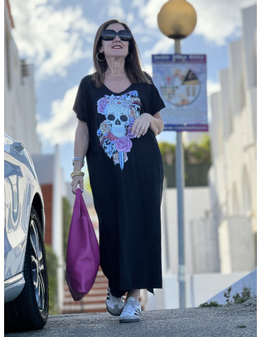 Vestido Negro con Detalle de Calavera