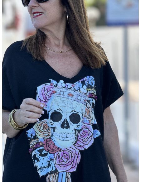 Vestido Negro con Detalle de Calavera