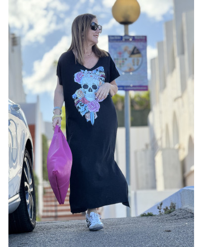 Vestido Negro con Detalle de Calavera