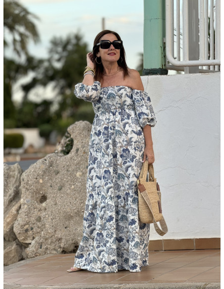 💙 Vestido Largo Palabra de Honor: ¡Estilo Azul! 💙