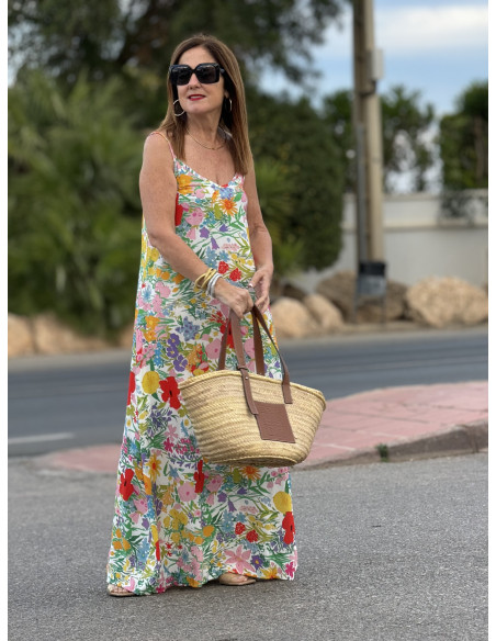 🌺 Vestido Jardín de Elegancia: Lencero Floral Blanco
