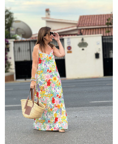🌺 Vestido Jardín de Elegancia: Lencero Floral Blanco 2