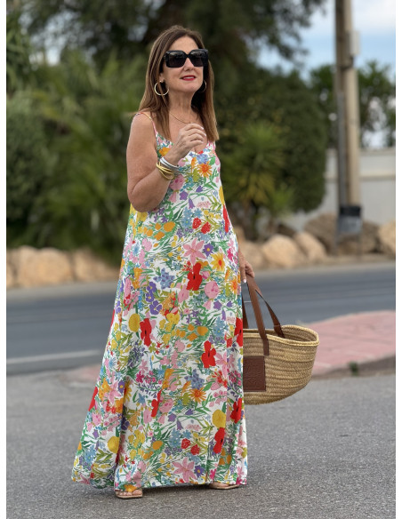 🌺 Vestido Jardín de Elegancia: Lencero Floral Blanco