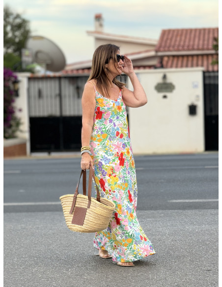 🌺 Vestido Jardín de Elegancia: Lencero Floral Blanco