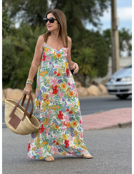 🌺 Vestido Jardín de Elegancia: Lencero Floral Blanco
