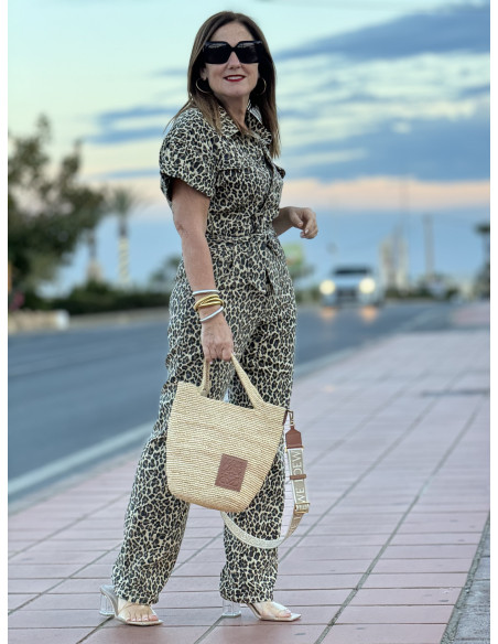 🐆 Mono Denim Animal Print con Cuello Camisero