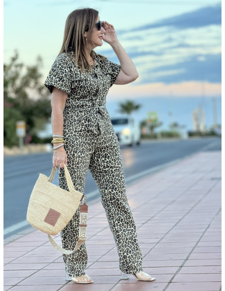 🐆 Mono Denim Animal Print con Cuello Camisero