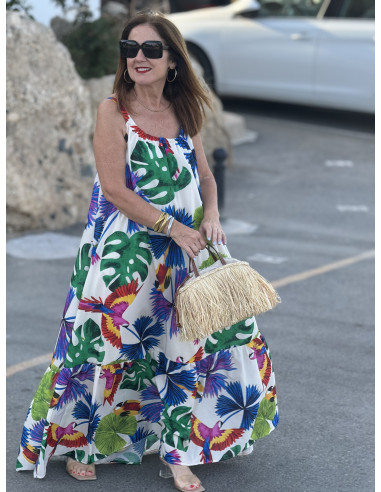 Vestido de Tirantes Blanco con Estampado...