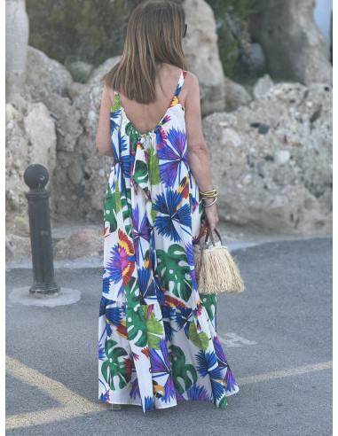 Vestido de Tirantes Blanco con Estampado...