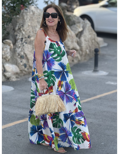 Vestido de Tirantes Blanco con Estampado...