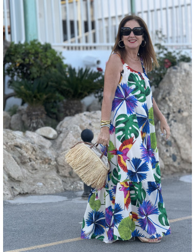 Vestido de Tirantes Blanco con Estampado...