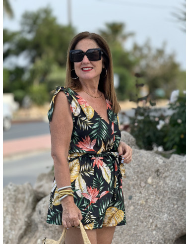 🌴 Mono Corto Negro con Estampado Tropical 🌴