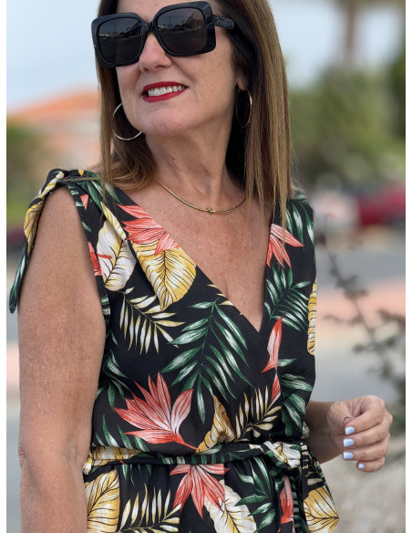 🌴 Mono Corto Negro con Estampado Tropical 🌴