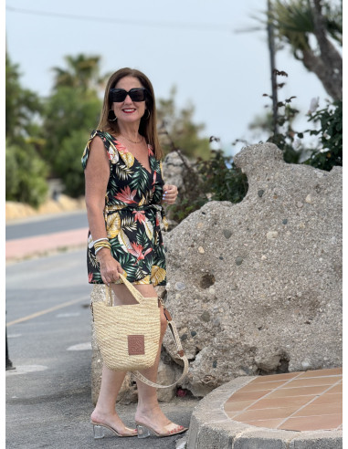 🌴 Mono Corto Negro con Estampado Tropical 🌴