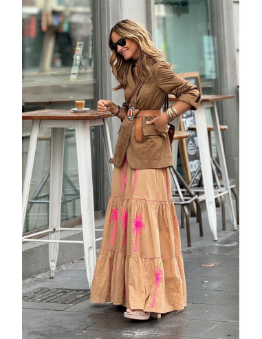 🌸✨ Falda Larga Bordada: Elegancia y Frescura 🌈