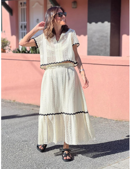 🌟 Conjunto de Dos Piezas de Rejilla en Color Crudo con Piculina Negra 🌟