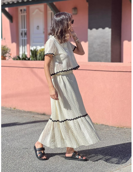 🌟 Conjunto de Dos Piezas de Rejilla en Color Crudo con Piculina Negra 🌟