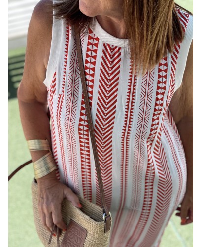 Vestido espiga blanco y rojo 2