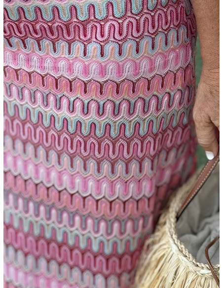 Vestido Sin Mangas en Tonos Flúor Rosa y turquesa