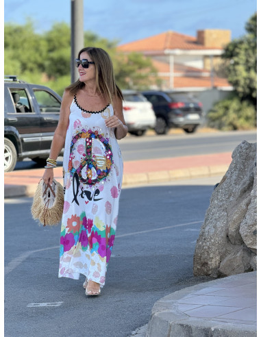 Vestido Vibrante con Símbolo de la Paz y LOVE...