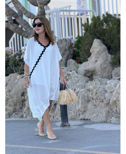 Vestido Asimétrico de Lino en Color blanco con Piculina... 2