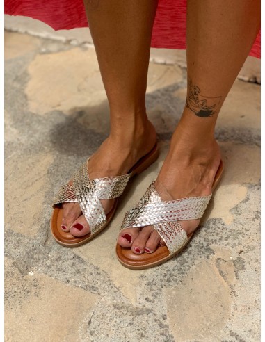 Sandalia tiras plata