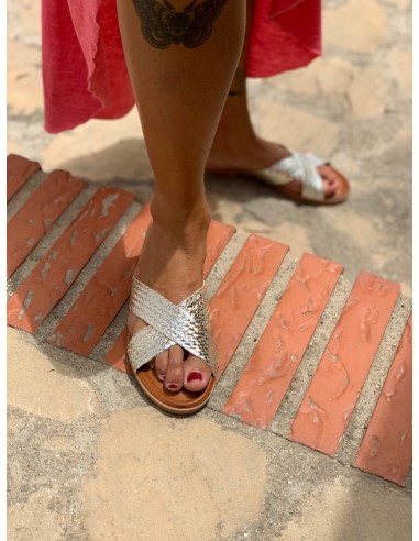 Sandalia tiras plata