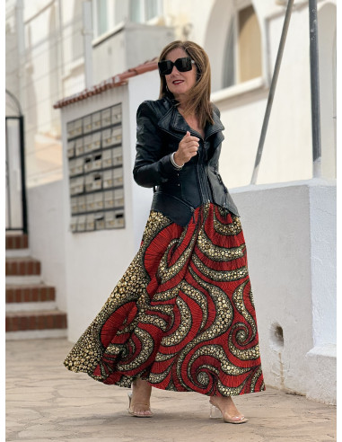 Falda Larga con Estampado de Círculos...