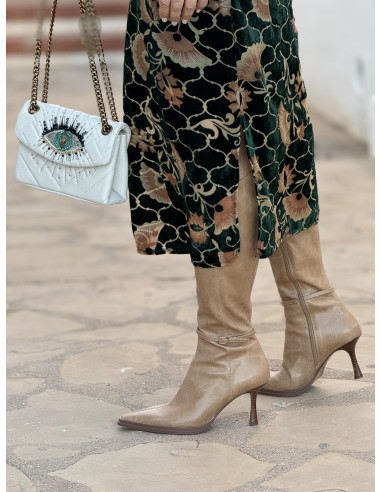 Vestido de Terciopelo Floral en Verde