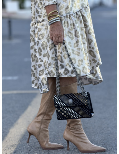 Vestido de Antelina Animal Print Crudo con...